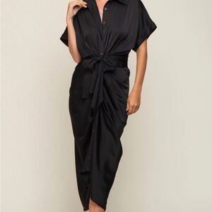 Elegant Black Tie-Front Dress